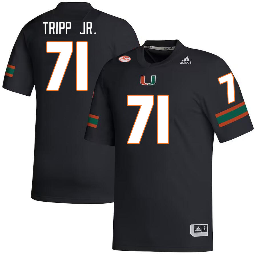 Men #71 Antonio Tripp Jr. Miami Hurricanes College Football Jerseys Stitched-Black